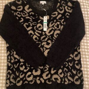 Joseph A Black and Cream Leopard Patterned Sweater